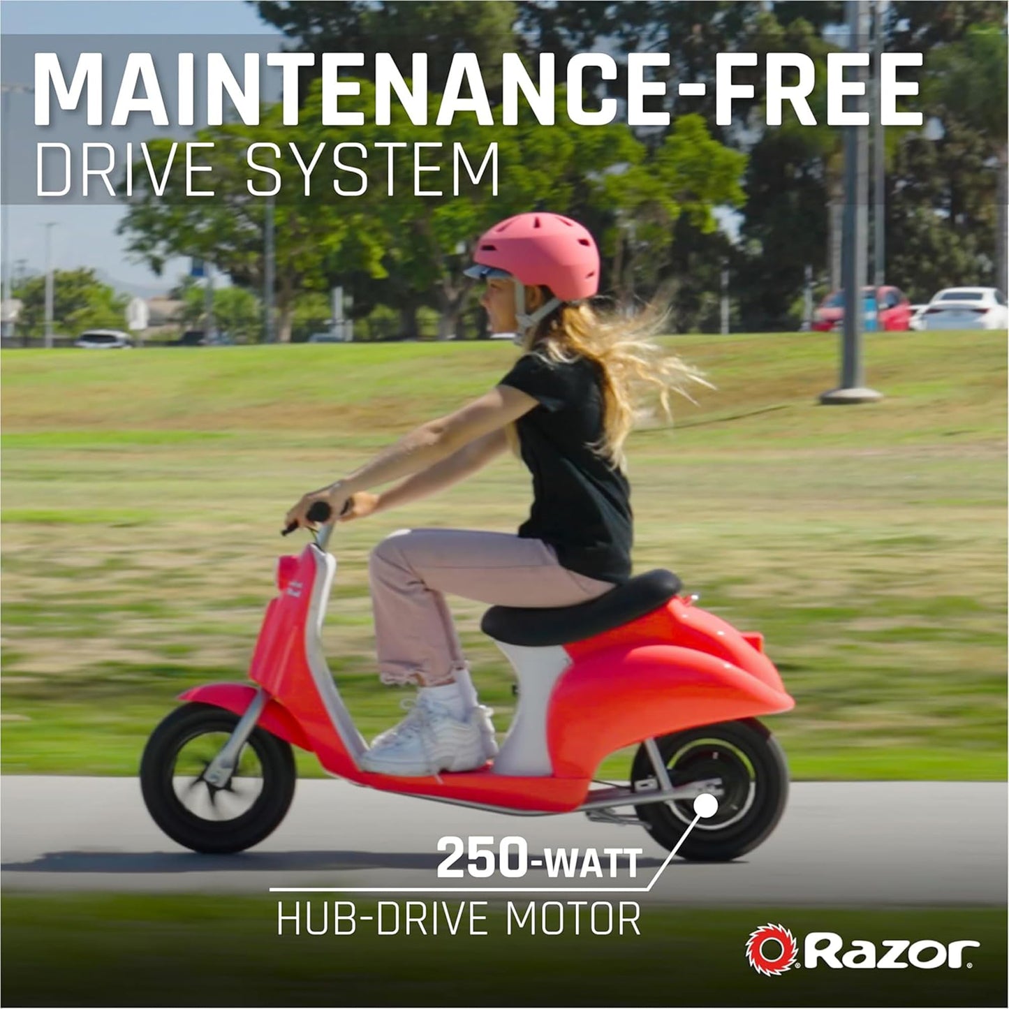 Razor Electric Retro Scooter for Ages 8+, 170 lb Max Weight, Roma, w/ 250W Motor, 12” Tires & 24V Battery, Up to 15 MPH, Pocket Mod – Lightweight Ride On Motorcycle Bike for Young and Teen Riders