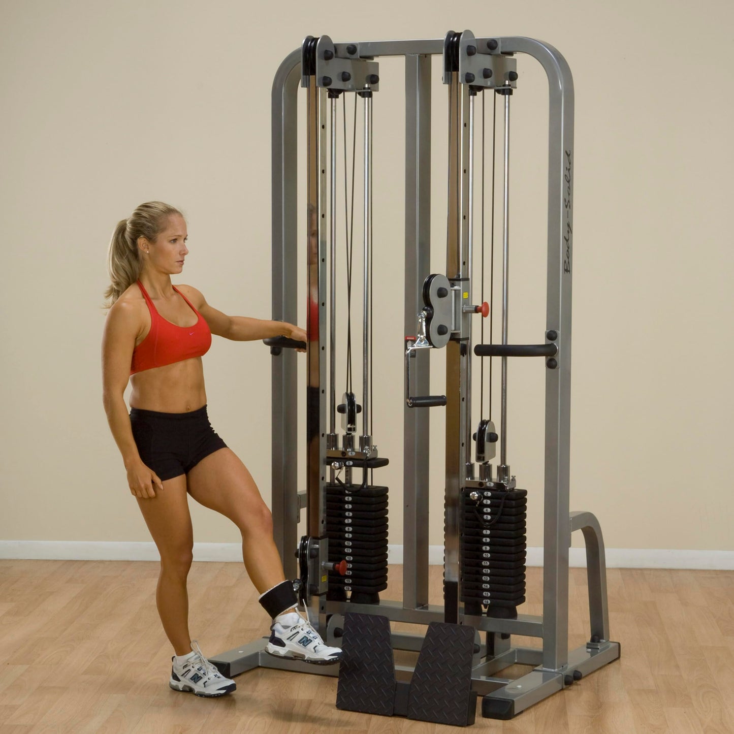 Body-Solid (SDC2000G/2) Pro ClubLine Dual Cable Column with Dual Stacks for Pull Down, Curls and Presses, Vertical Pulley Plate Loaded System for Home and Commercial Fitness Gym, 210 lb Weight Stack