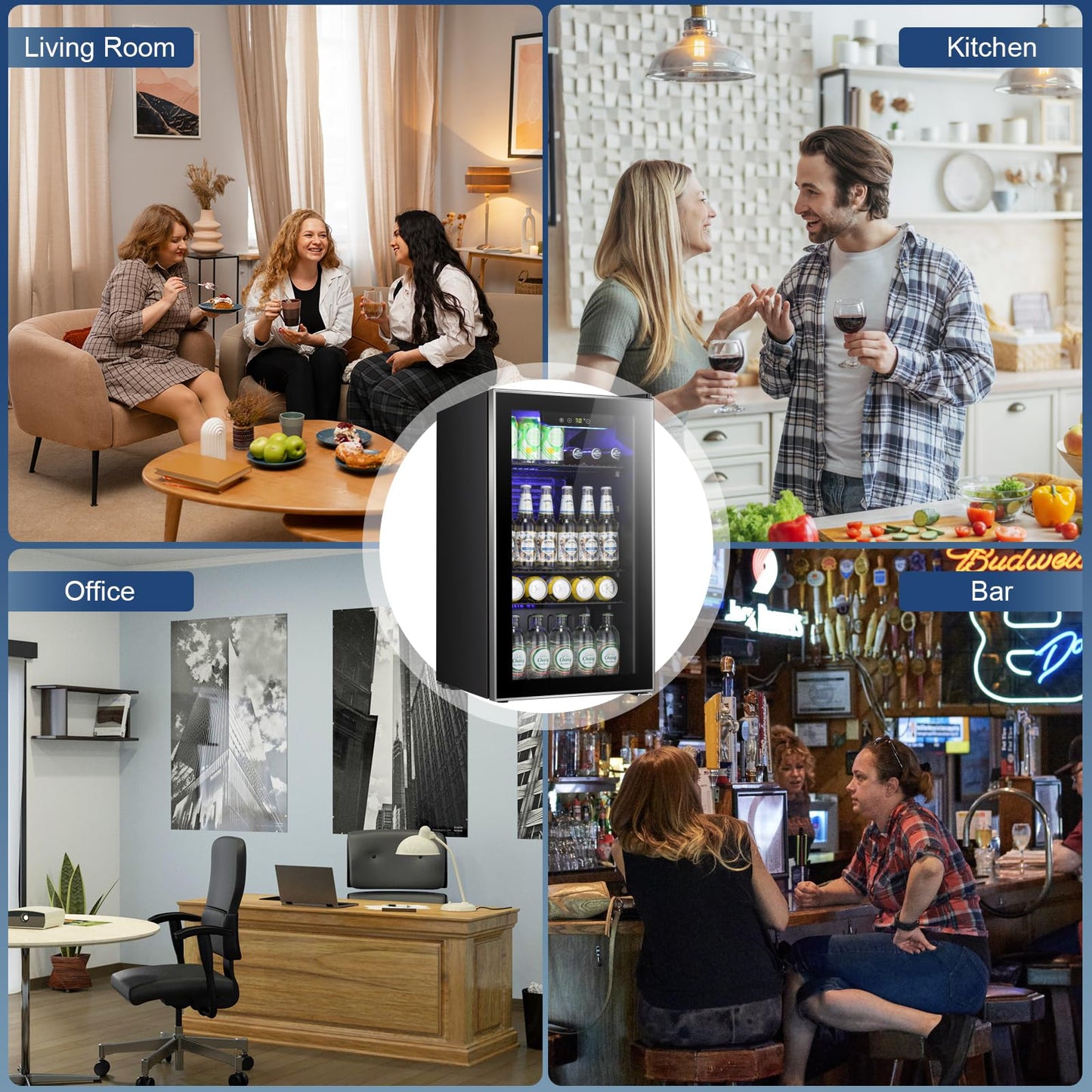 Antarctic Star Beverage Refrigerator -120 Can Mini Fridge for Soda Beer or Wine,Small Drink Dispenser, For Office or Bar with Adjustable Removable Shelves，Convertible Door ，3.1 Cu.Ft