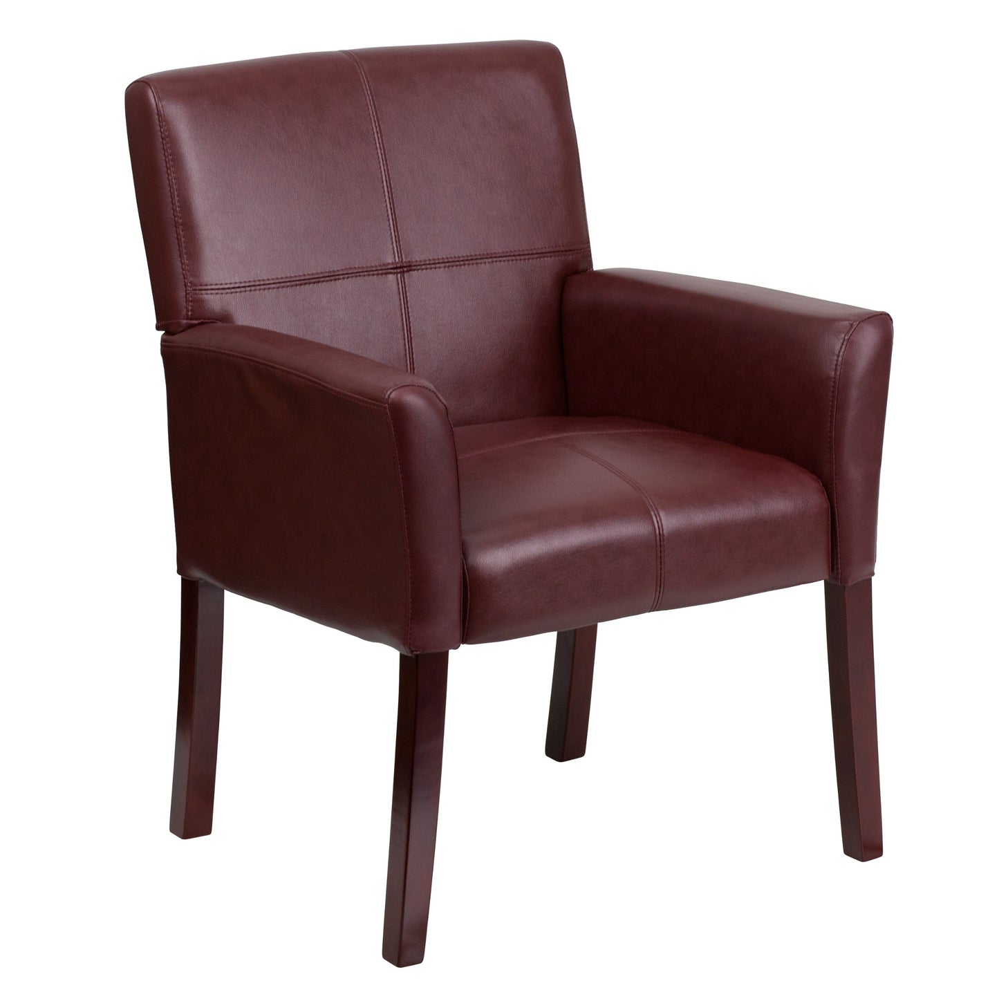 Flash Furniture Taylor Burgundy LeatherSoft Executive Side Reception Chair with Mahogany Legs