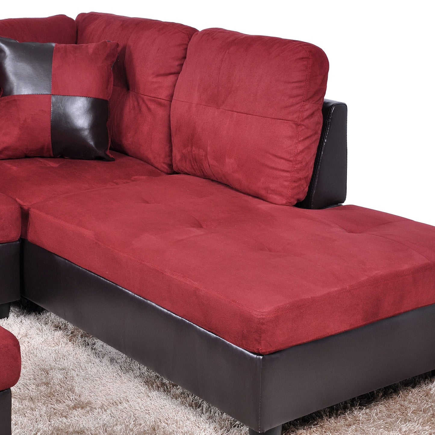 UOCFYK 3 Pieces Sectional Sofa Sets, L-Shape Sofa Microfiber Couch Living Room Sofa Set with Chaise Using for Living Room Furniture - Right Hand Facing,Red