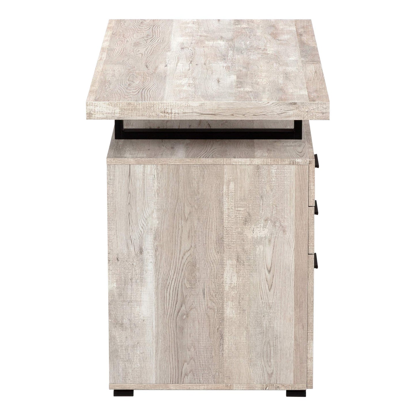 Monarch Specialties Computer Desk with File Cabinet - Left or Right Set- Up - 48"L (Taupe Reclaimed Wood Look),