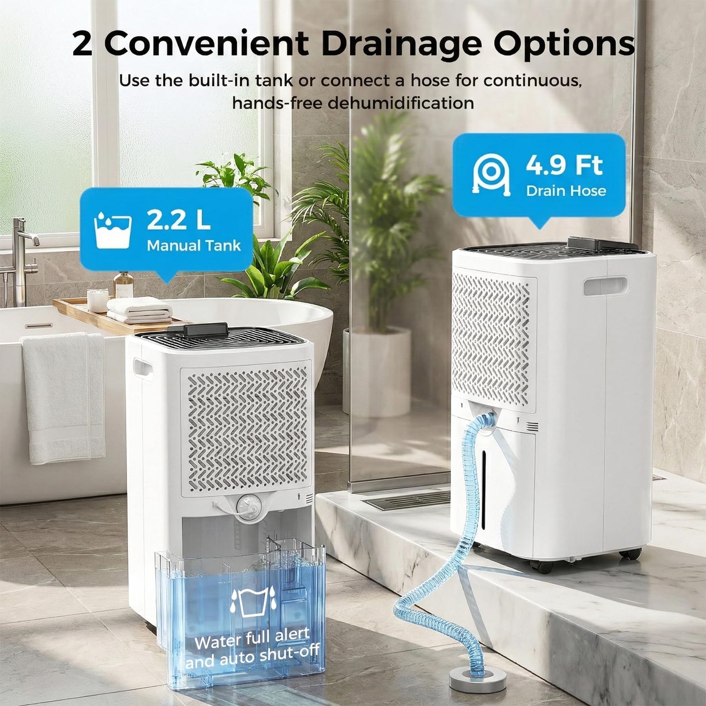 4000 Sq.Ft Dehumidifier for Basement with Drain Hose, Trazico 45 Pint Dehumidifiers for Home or Garage, Smart Humidity Control, Auto Defrost, 24H Timer, Ideal for Large Rooms