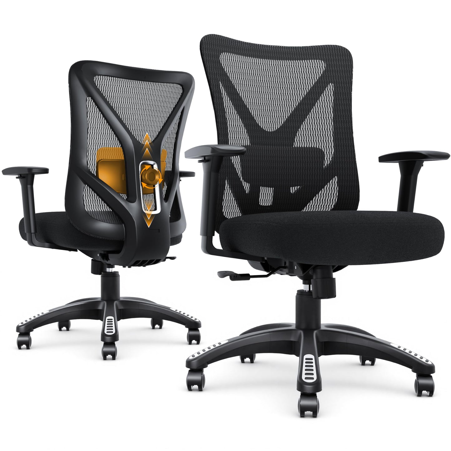 MOLENTS Ergonomic Office Chair, Mesh Computer Desk Chairs with Adjustable Lumbar Support, 3D Armrests, Tilt Function, Comfy Wide Seat, Executive Work Task Chair for Company and Home (Sponge Cushion)