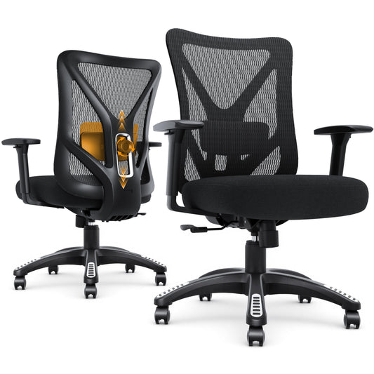 MOLENTS Ergonomic Office Chair, Mesh Computer Desk Chairs with Adjustable Lumbar Support, 3D Armrests, Tilt Function, Comfy Wide Seat, Executive Work Task Chair for Company and Home (Sponge Cushion)