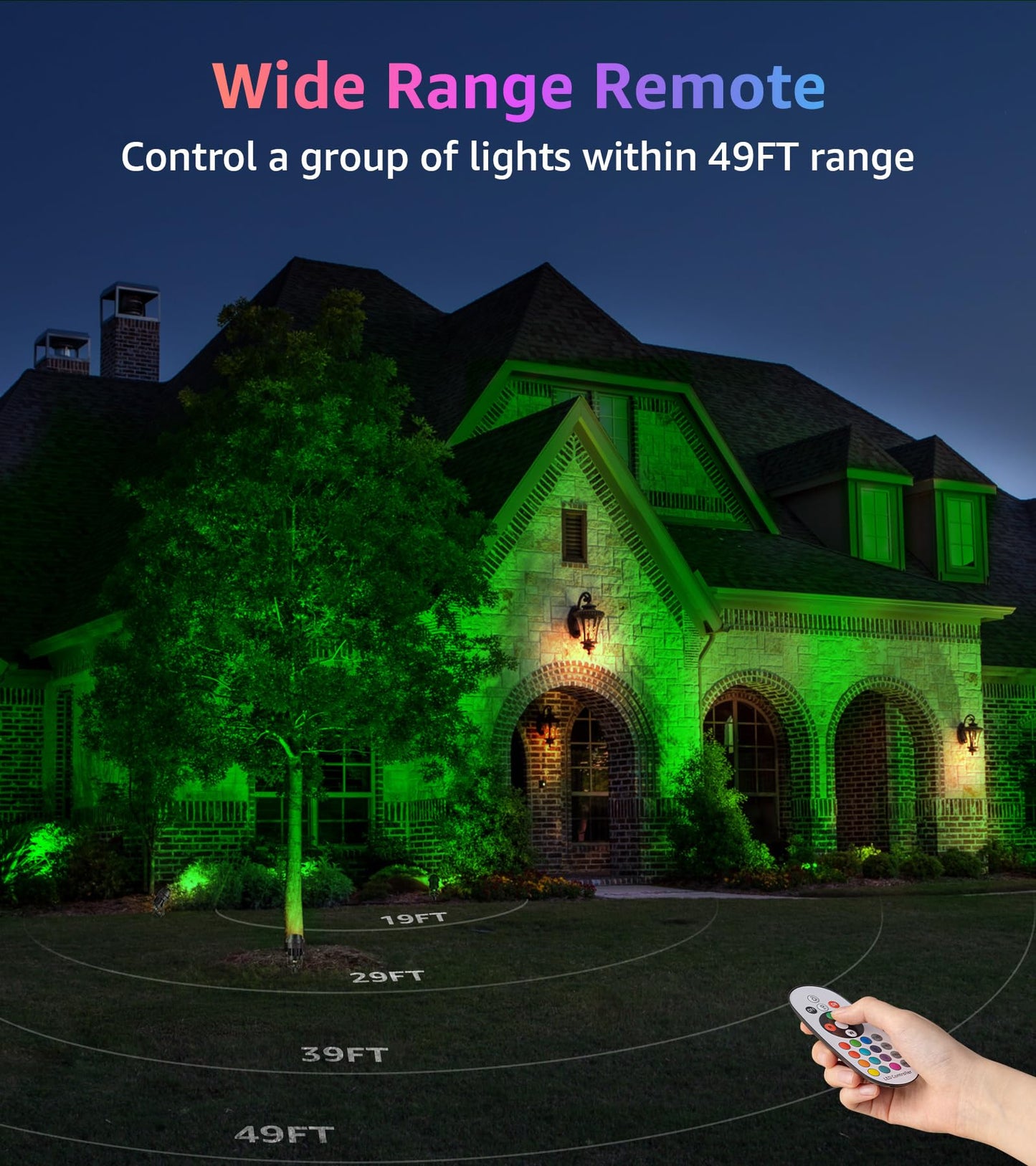 SUNVIE RGBW LED Landscape Spotlight, 12W Color Changing, Remote Control, Waterproof, 1 Pack, Multicolor, Model CHRS1201