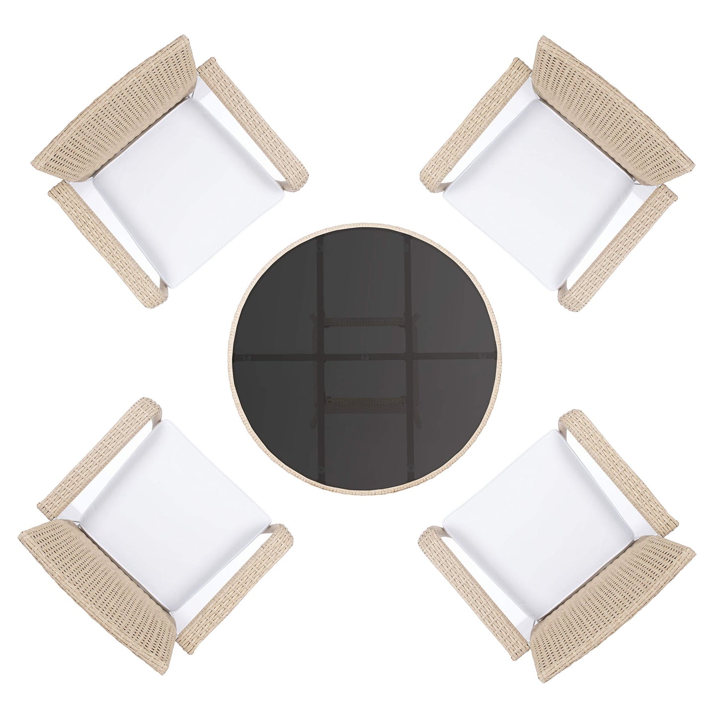 SAFAVIEH Outdoor Collection Laina Beige/White Bistro Set PAT7703B-2BX