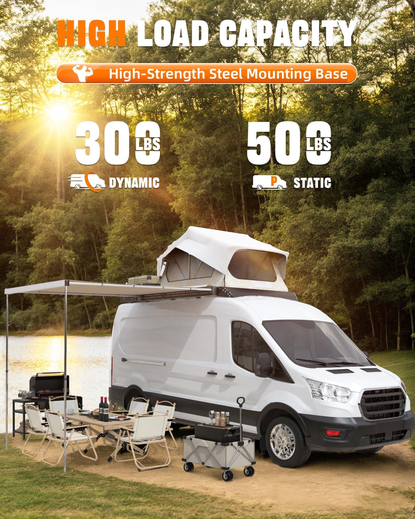 MELIPRON Low Profile Roof Rack Fit for Ford Transit 148" WB Mid Roof