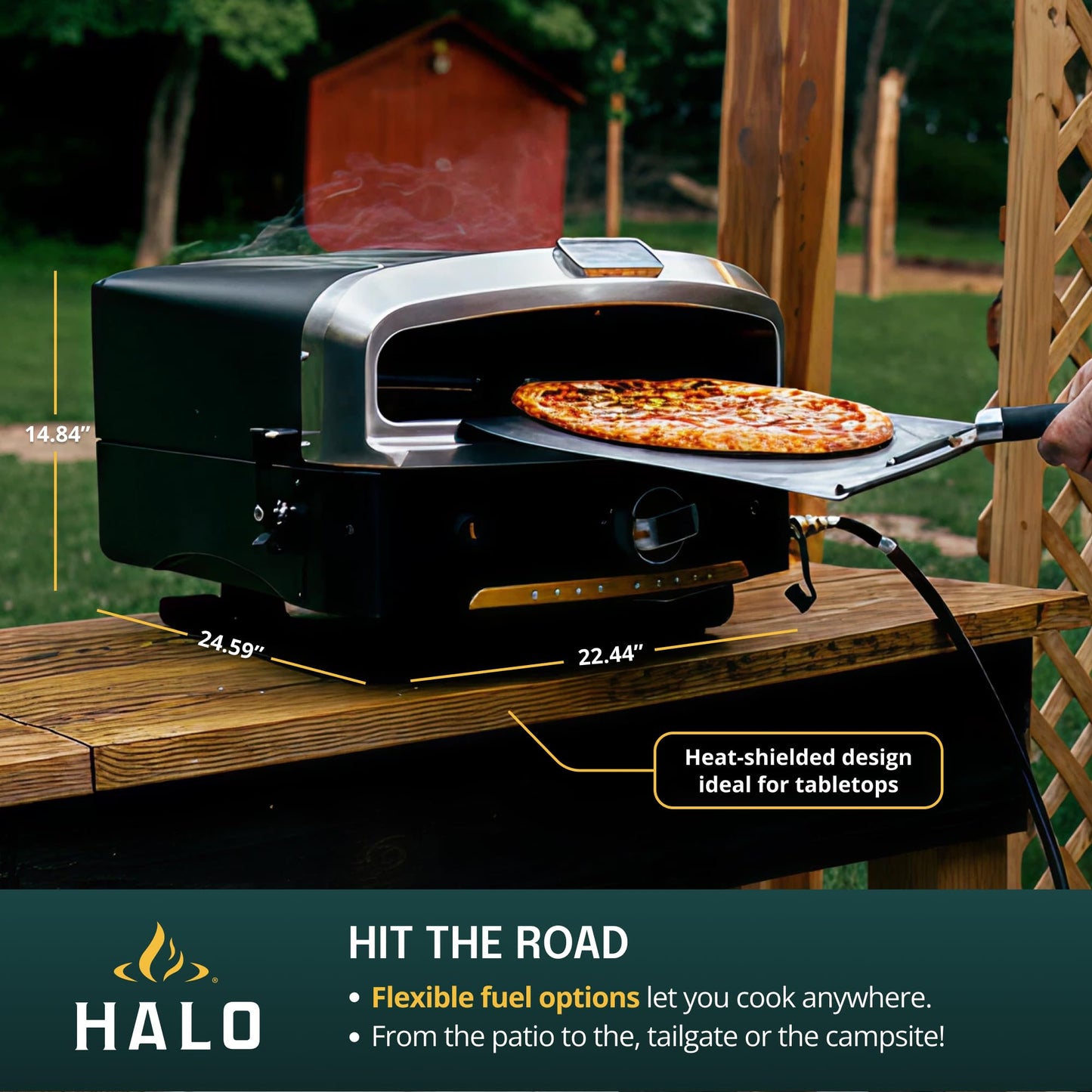 HALO Versa 16 Pizza Oven | 16” Rotating Stone, Patented Dual Burner System, 5-Minute Pizzas, Easy Clean | Propane Powered | HZ-1004-ANA