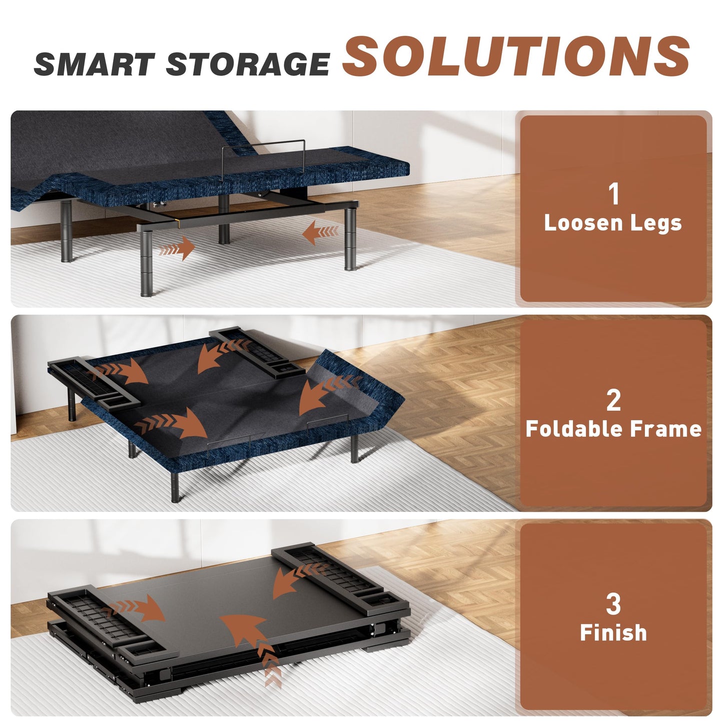 Zhumeiling Patented Design King Adjustable Bed Frame with Wireless Remote, Head & Foot Incline, Quiet Motor, Zero Gravity & Anti-Snore, Leg Height Options, Designed for Bedroom, Seniors Care