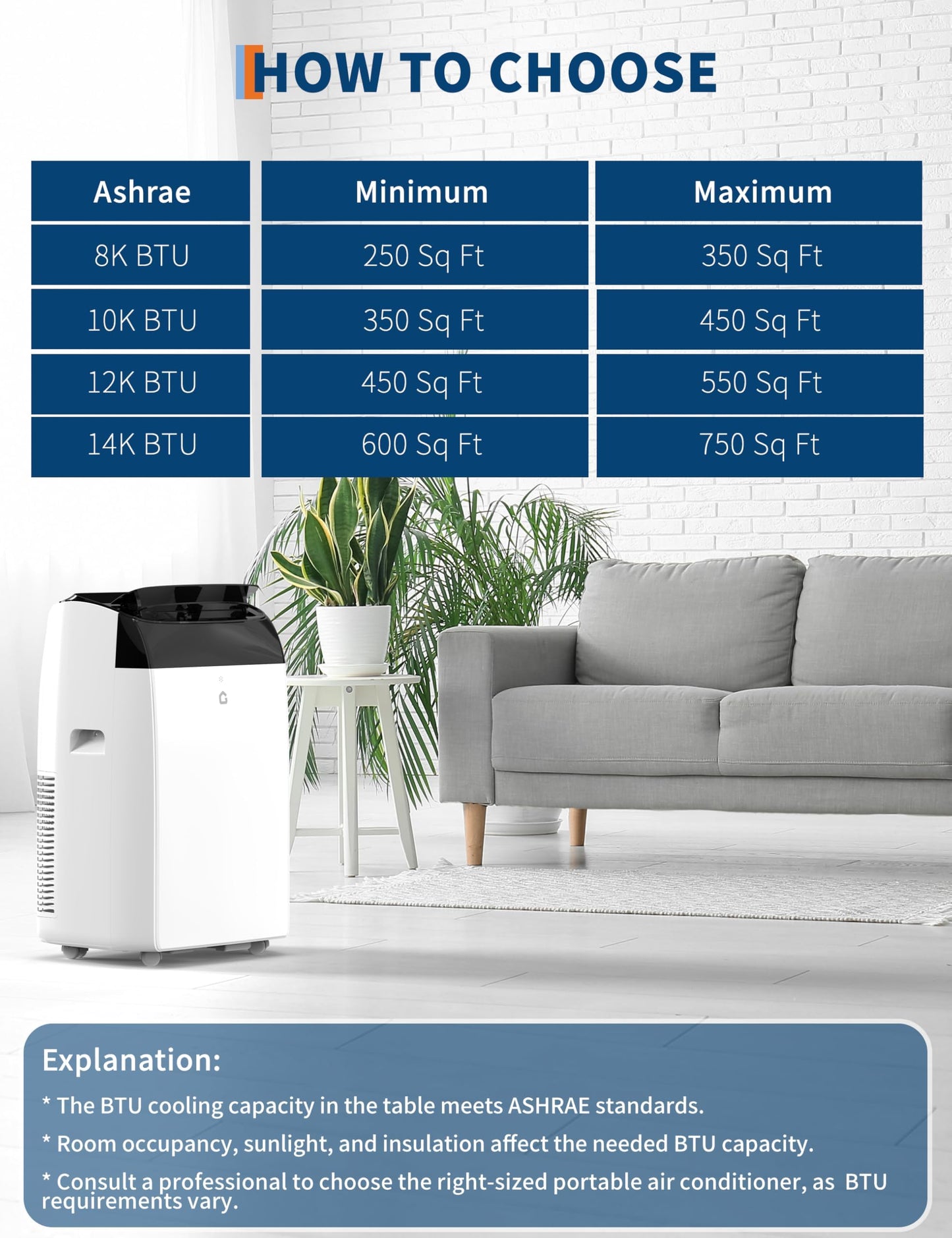 GarveeTech 14,000 BTU Portable Air Conditioner with Dehumidifier & Fan, Quiet Portable AC Units for Rooms, Remote, Timer, Auto Swing, Room Air Conditioner Cools Up to 750 Sq.Ft., Black Top