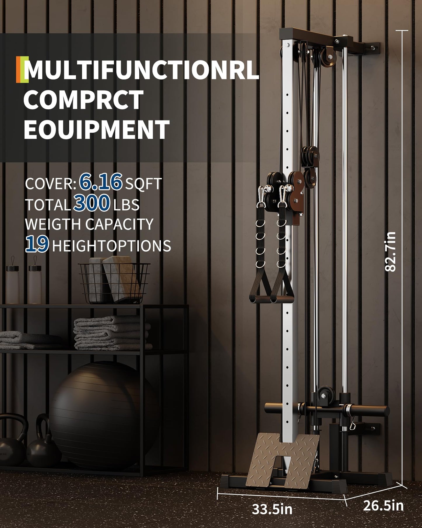 COZONY Dual Pulley Cable Machine for Home Gym – 18 Adjustable Positions, Heavy Duty 400LB Functional Trainer – LAT Pulldown & Cable Crossover Strength Training Equipment, Black