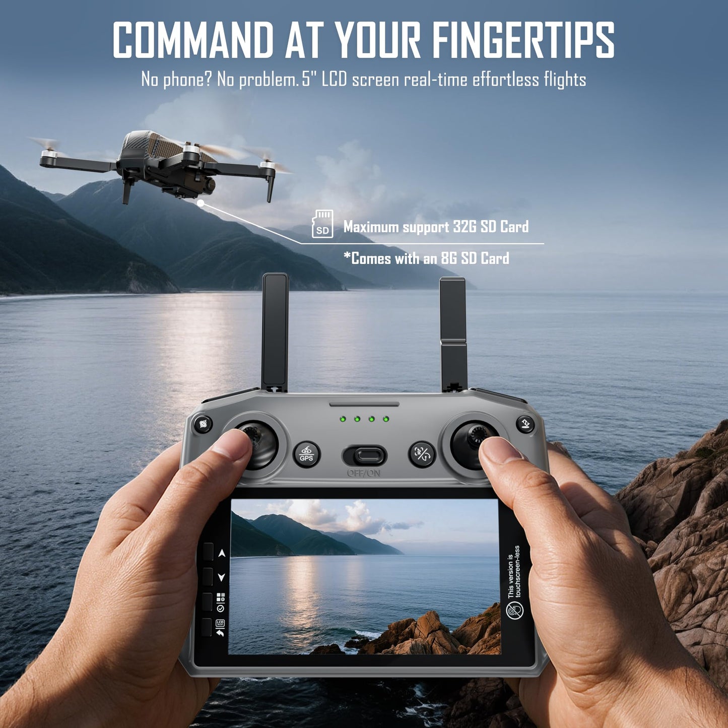 GPS Drone with 4K Camera for Adults, FPV RC Quadcopter, 5-inch LCD Tablet Screen, Auto Return, GPS Follow, Circle Fly, 60-min Flight Time,Brushless Motor, Lightweight Foldable Drone for Beginners
