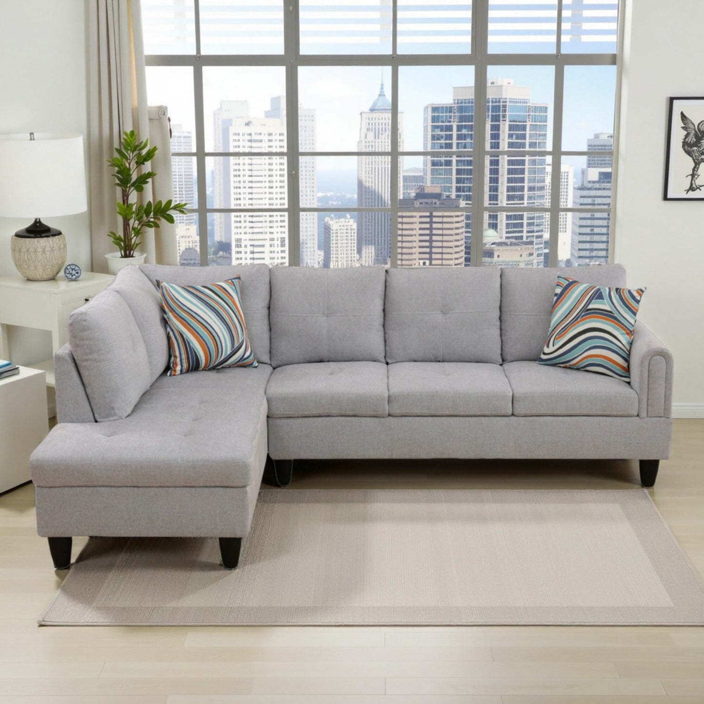 Trygoal L Shaped Couch Sectional Couches with Chaise, 3 Pieces Modular Convertible Sofa for Living Room Furniture Sets and Small Apartment, Grey