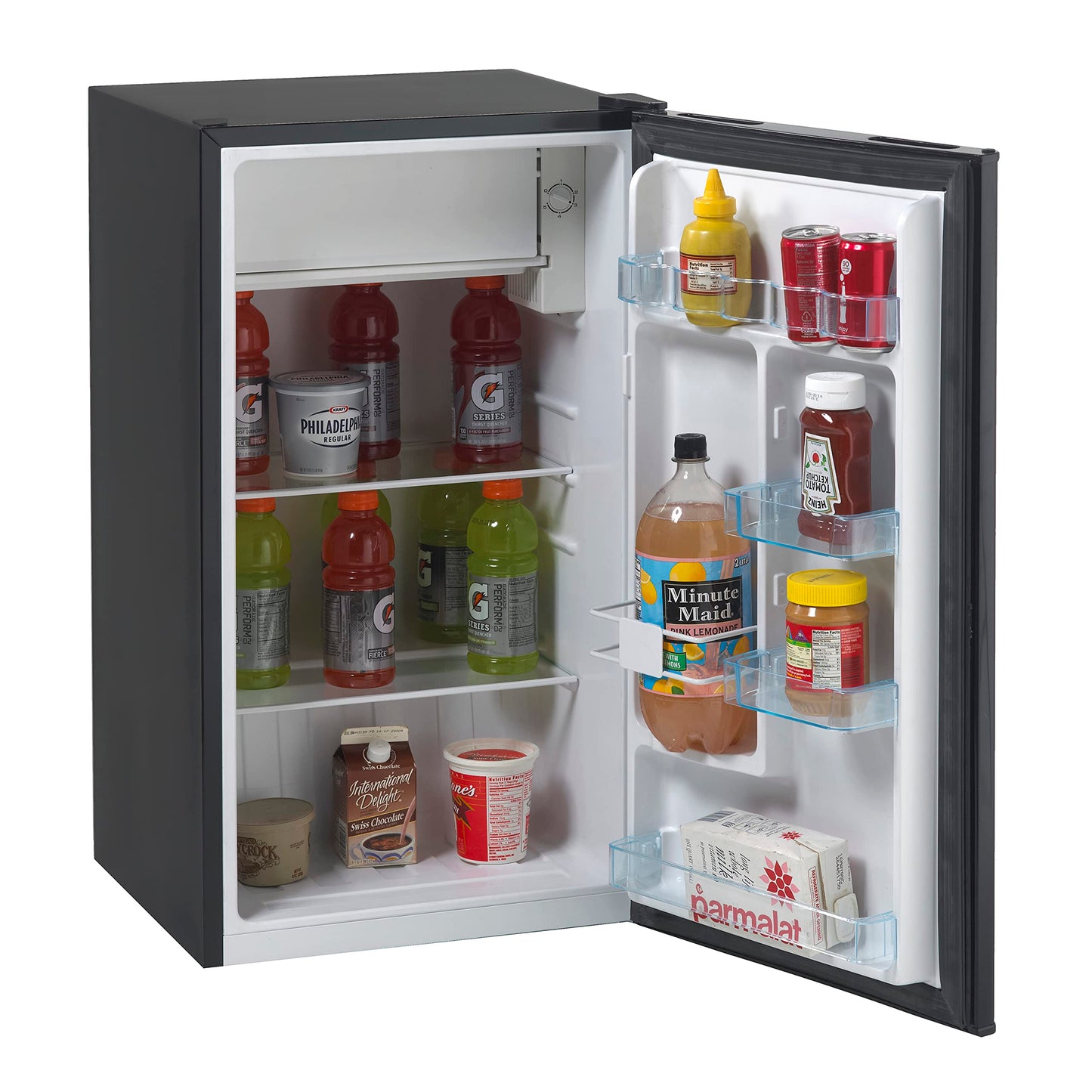 Avanti 3.3 Cu. Ft. Mini Fridge Compact Refrigerator with Adjustable Temperature, Removable Shelves, Chiller Compartment wiith Flush-Back Design, 3.3 cu.ft., Black