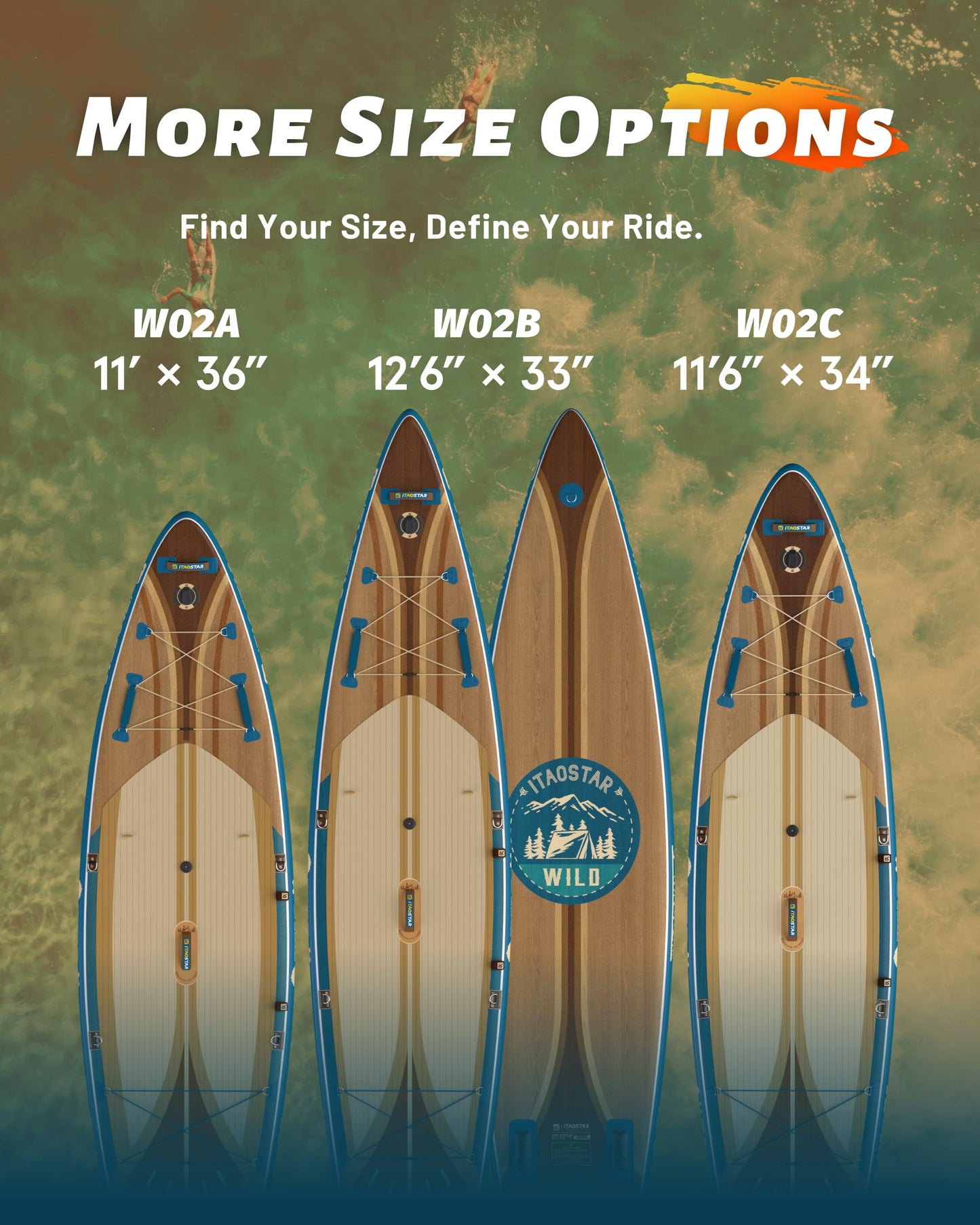 iTAOSTAR W02B 33" Inflatable Paddle Board with Seat, More Fun Inflatable Paddleboard with 5 Fins for Better Balance,Stand Up Paddle Board with Premium SUP Accessories for Youth of All Skill Levels