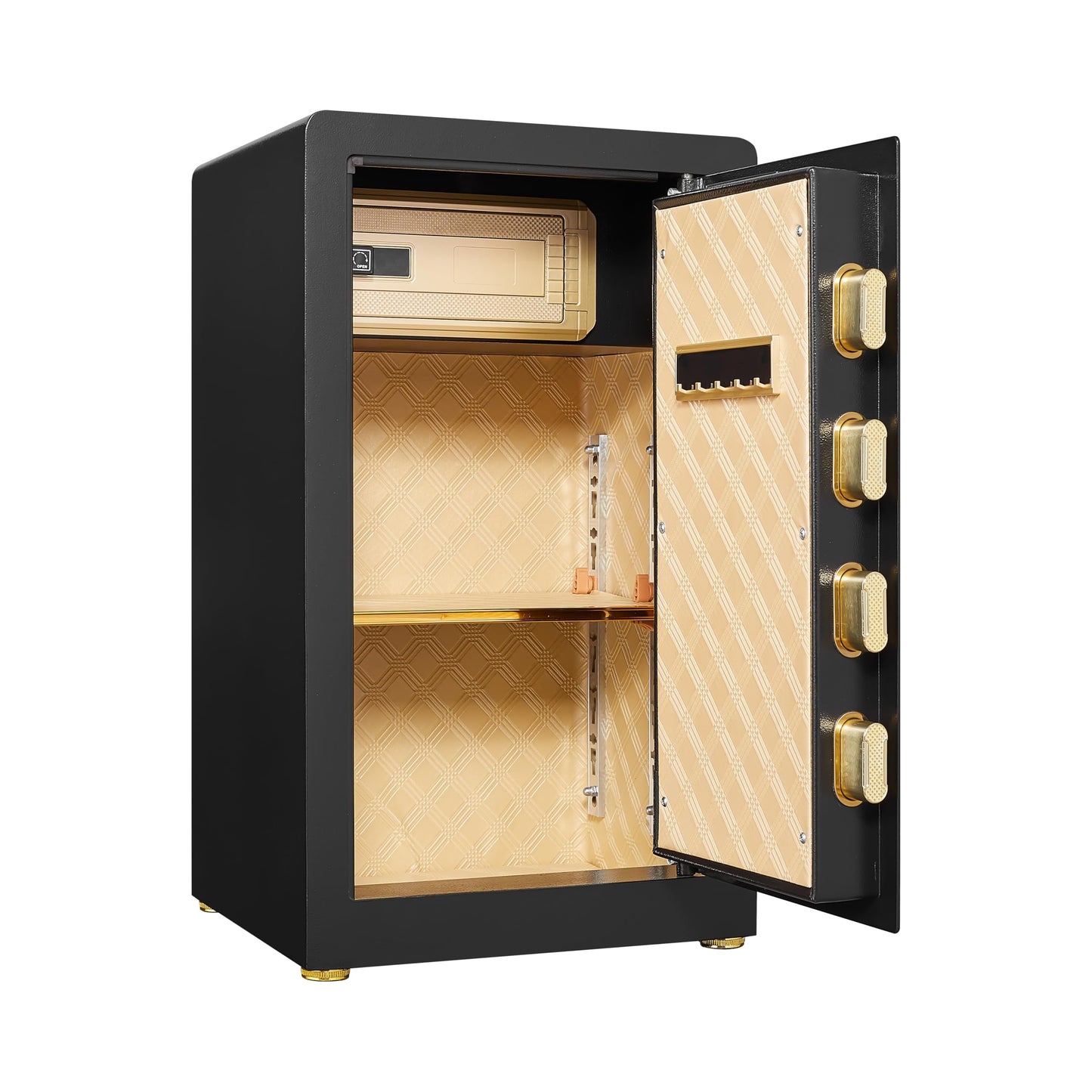 ZIEGIAN 3.5 Cu. Ft. Large Steel Security Safe with Digital Keypad Lock, Removable Shelf & LED Light, 15.75"W x 14.17"D x 27.16"H - Fireproof Safe Box for Cash, Jewelry, Documents & Valuables (Black)