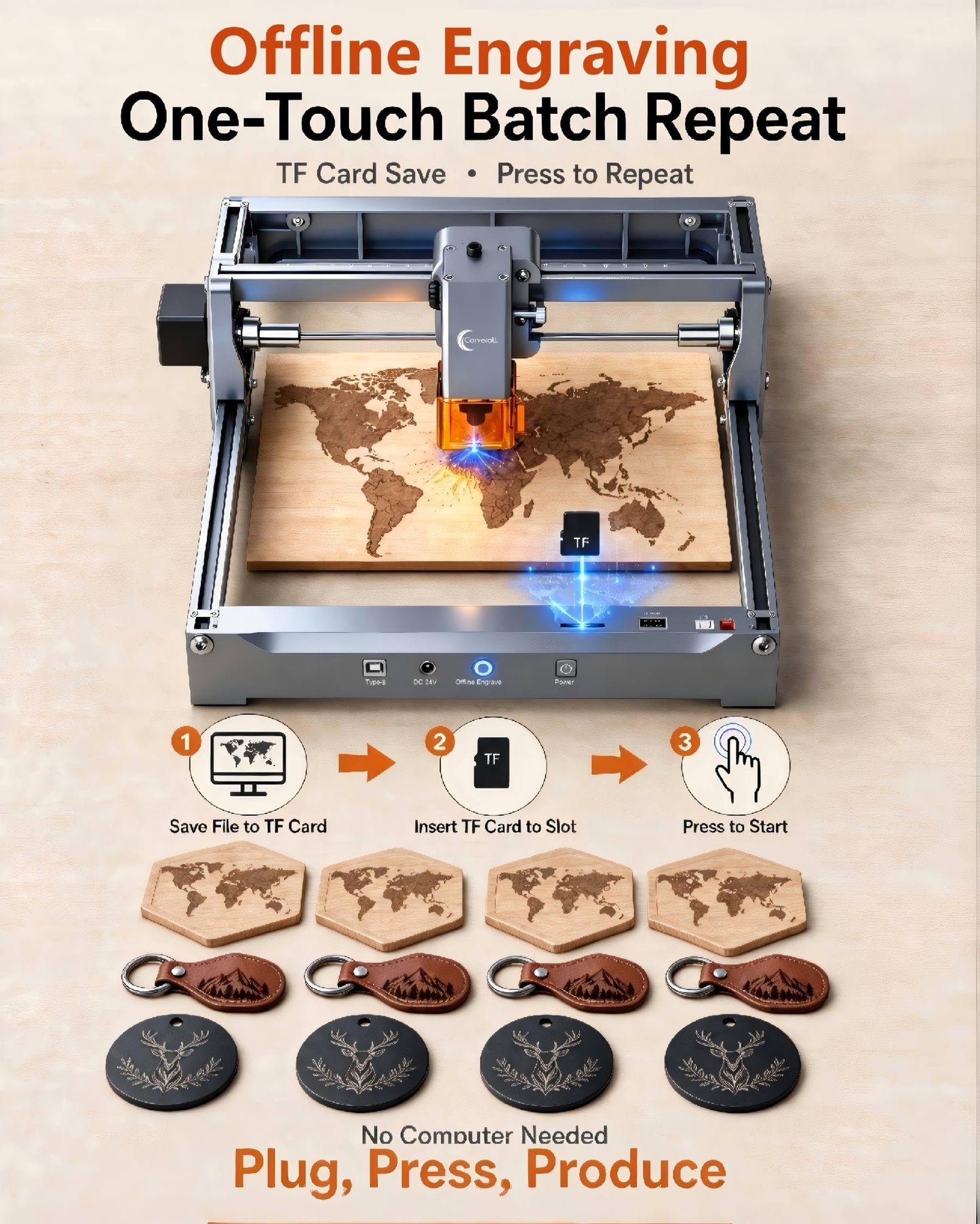 Carverall K15 Pro Laser Engraver 10W-Laser Engraving Machine for Coated Metal Wood Acrylic Glass Stone, 7.9"x11.8" (Near A4) Work Area Offline Engraving CNC DIY Lazer Cutter for Home & Crafting