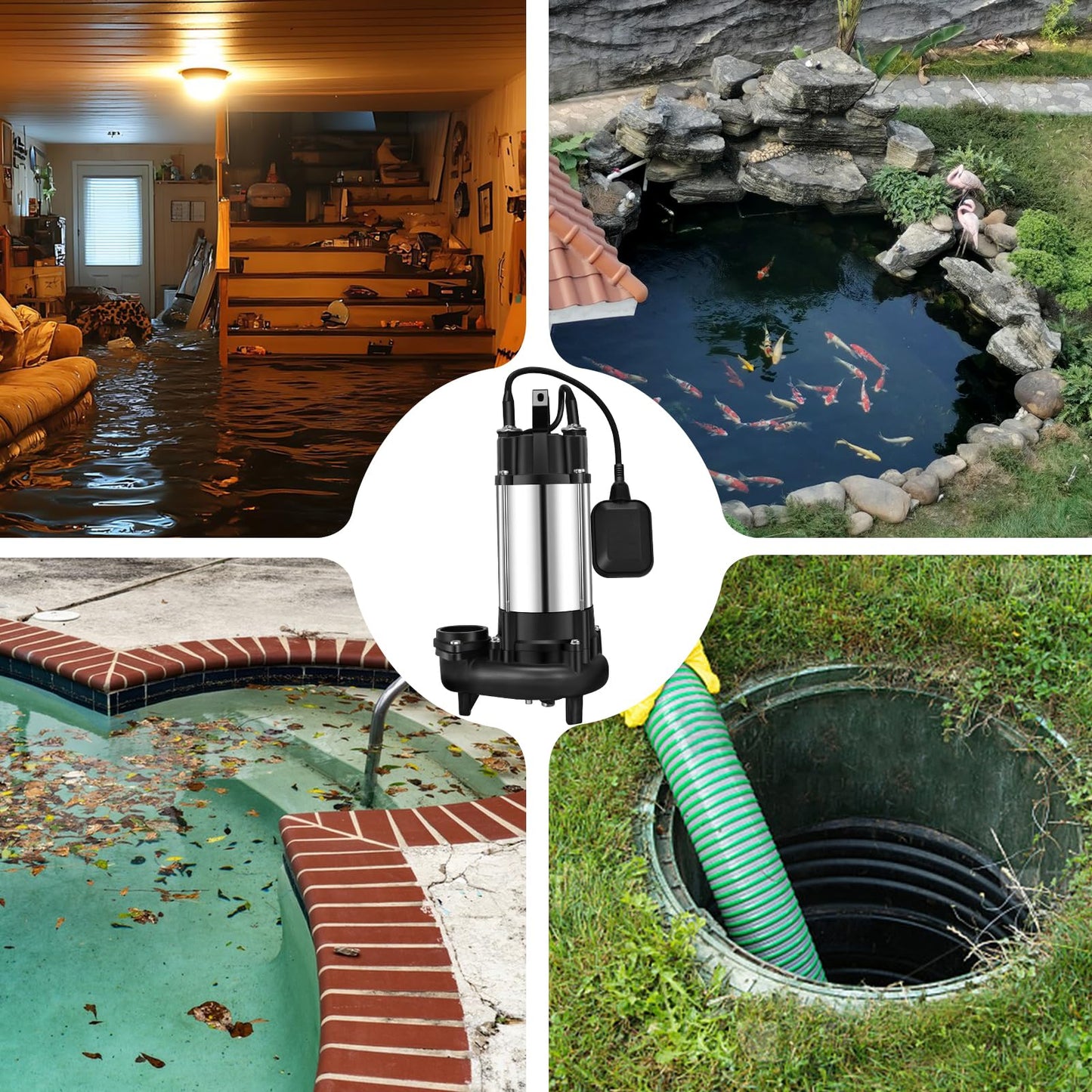 SCHUPETHAUER 1 HP Sewage Grinder Pump, 115V Grinder sump pump, Stainless Steel, Automatic Float Switch, Cast Iron Impeller, 2'' Npt Discharge, Sewage Pumps for Basement, Sump Basin, Sewage Well