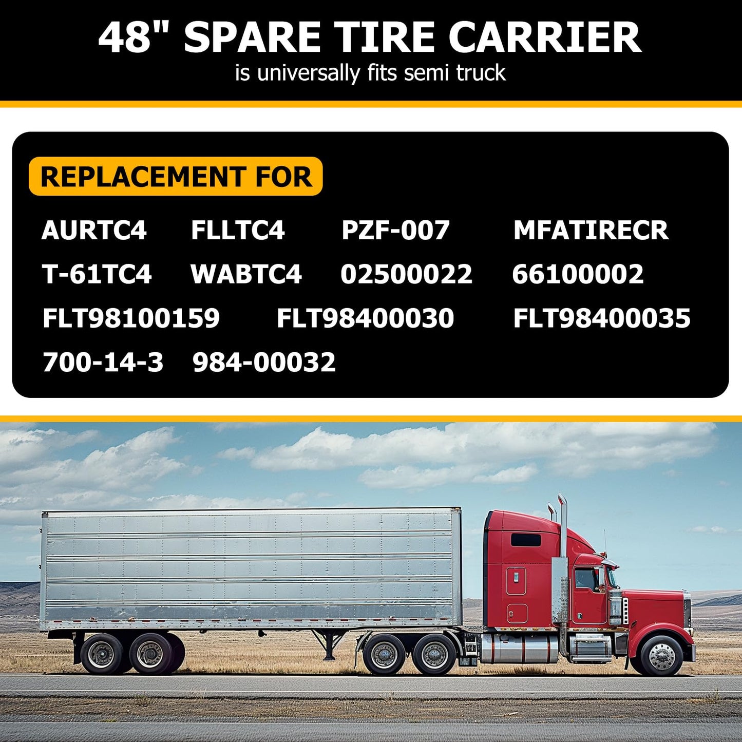 KUAFU 48 Inch Semi Truck Spare Tire Carrier Kit with Mounting Replacement