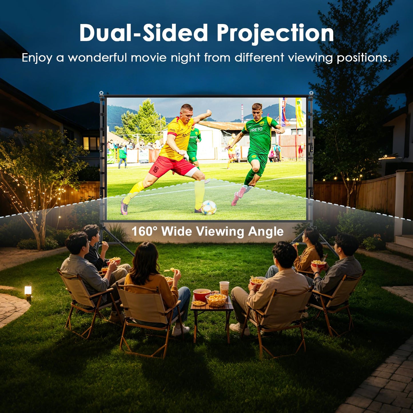 Outdoor Projector Screen with Stand, 200 inch Indoor Movie Screen 16:9 4K Rear Front Portable Projection Screen, Quick Setup Foldable Travel Home Theater Screen with Carry Bag for Backyard Camping