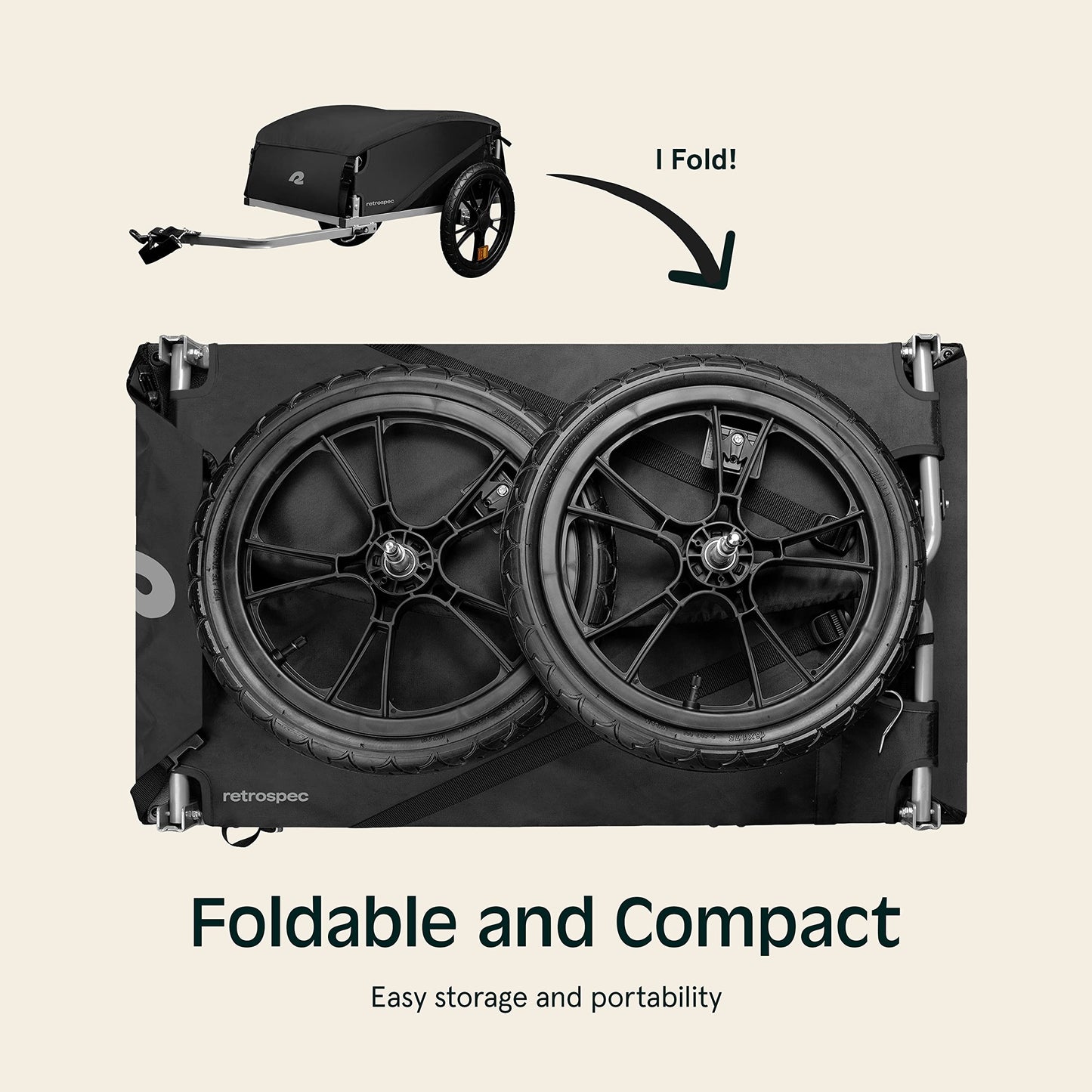 Retrospec Rover Hauler Bike Cargo Trailer - Foldable Frame with Weather-Resistant Fabric & 80lb Capacity - Universal Bike Trailer for 20-29in Wheels - Includes Safety Flag & D-Ring Anchors