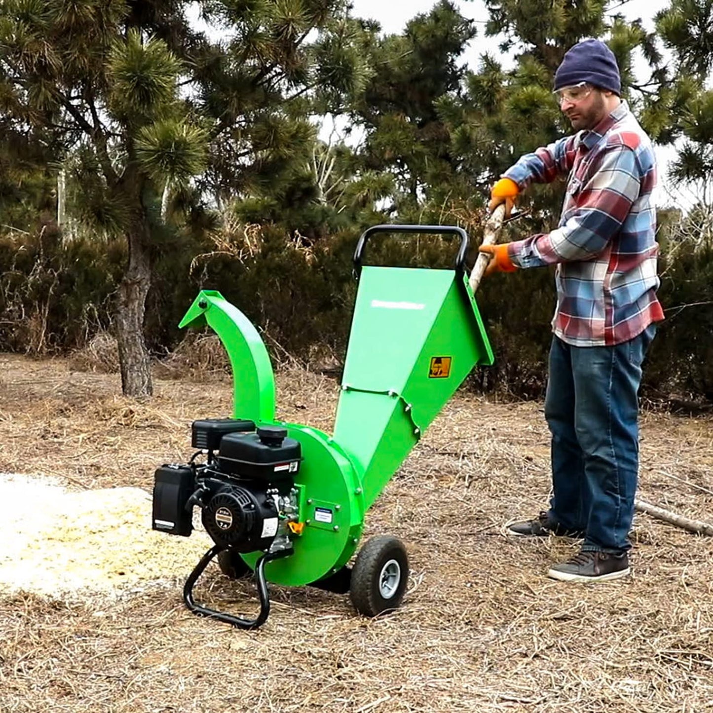 GARDENBEAUT S1 Wood Chipper, 20: 1 High Reduction Ratio, 7 HP 212cc Heavy Duty Engine Gas Powered, 3" Max Wood Diameter Capacity, Robust Shredder Mulcher with Large Cutting Rotor