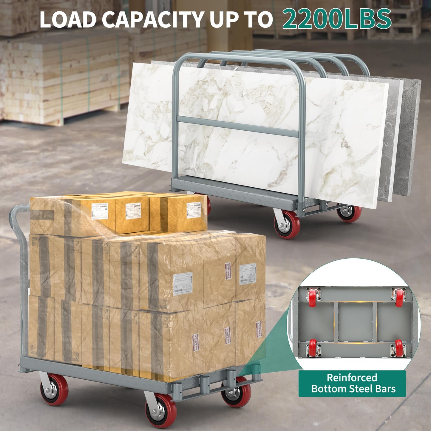 YITAHOME 2-in-1 Steel Panel Truck Cart 22LBS with 4 Swivel Casters