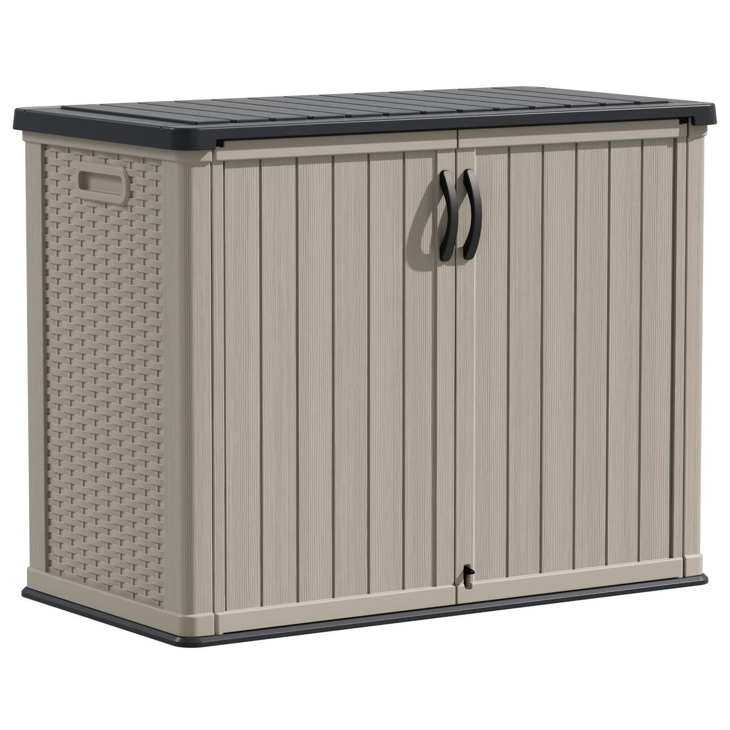 Devoko Outdoor Storage Cabinet 26 Cu Ft with Lockable Doors, Horizontal Storage Shed Waterproof Patio Tools Storage Box for Sofa Cushions, Gardening Tools and Accessories (Beige)