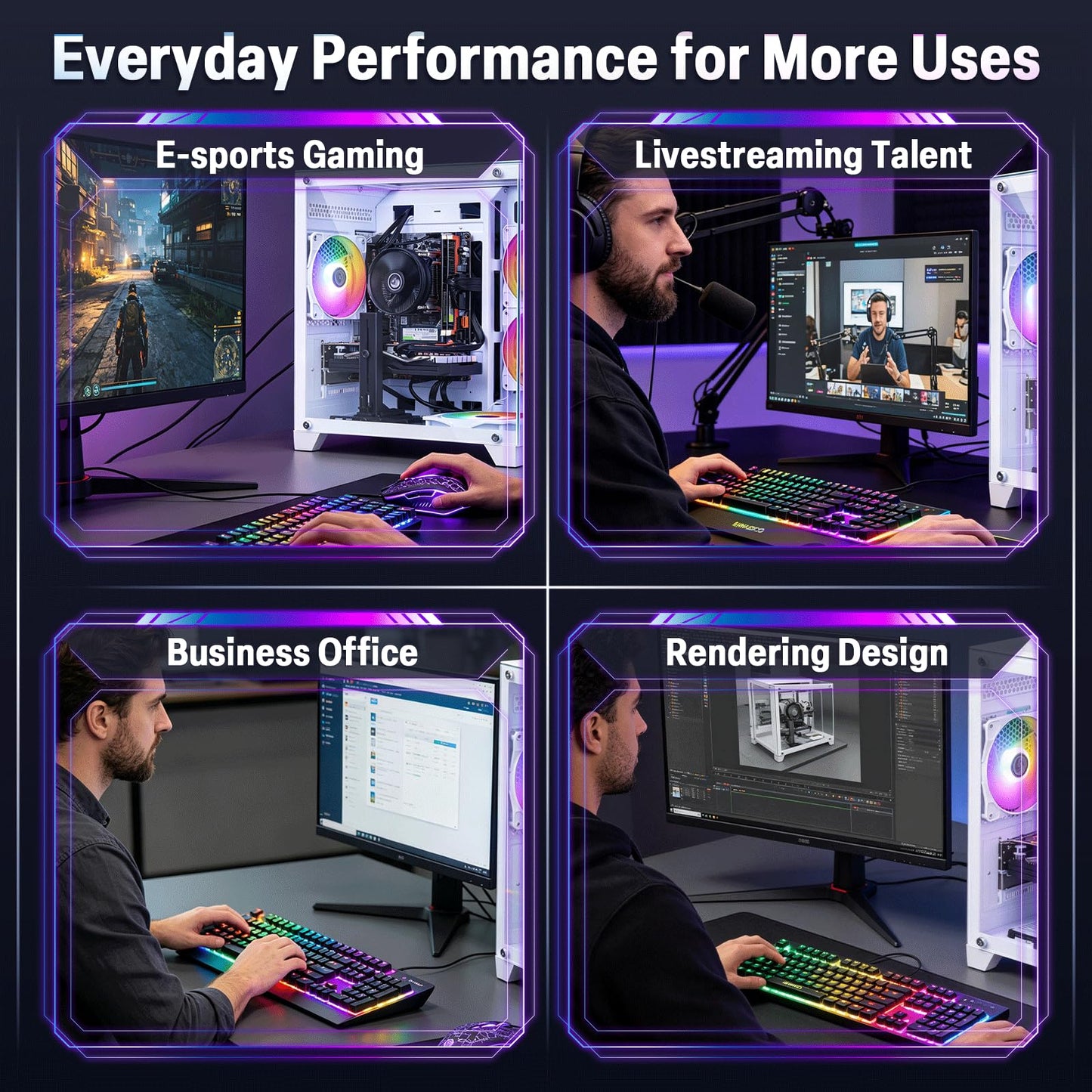 ZER-LON Gaming PC Desktop Computer, Intel Core I7 up to 3.9GHz, GTX 1050Ti 4G GDDR5, 16G RAM, 512GB SSD, WiFi 5.0, Prebuilt Gaming PC Tower Computer with 5 RGB Fan