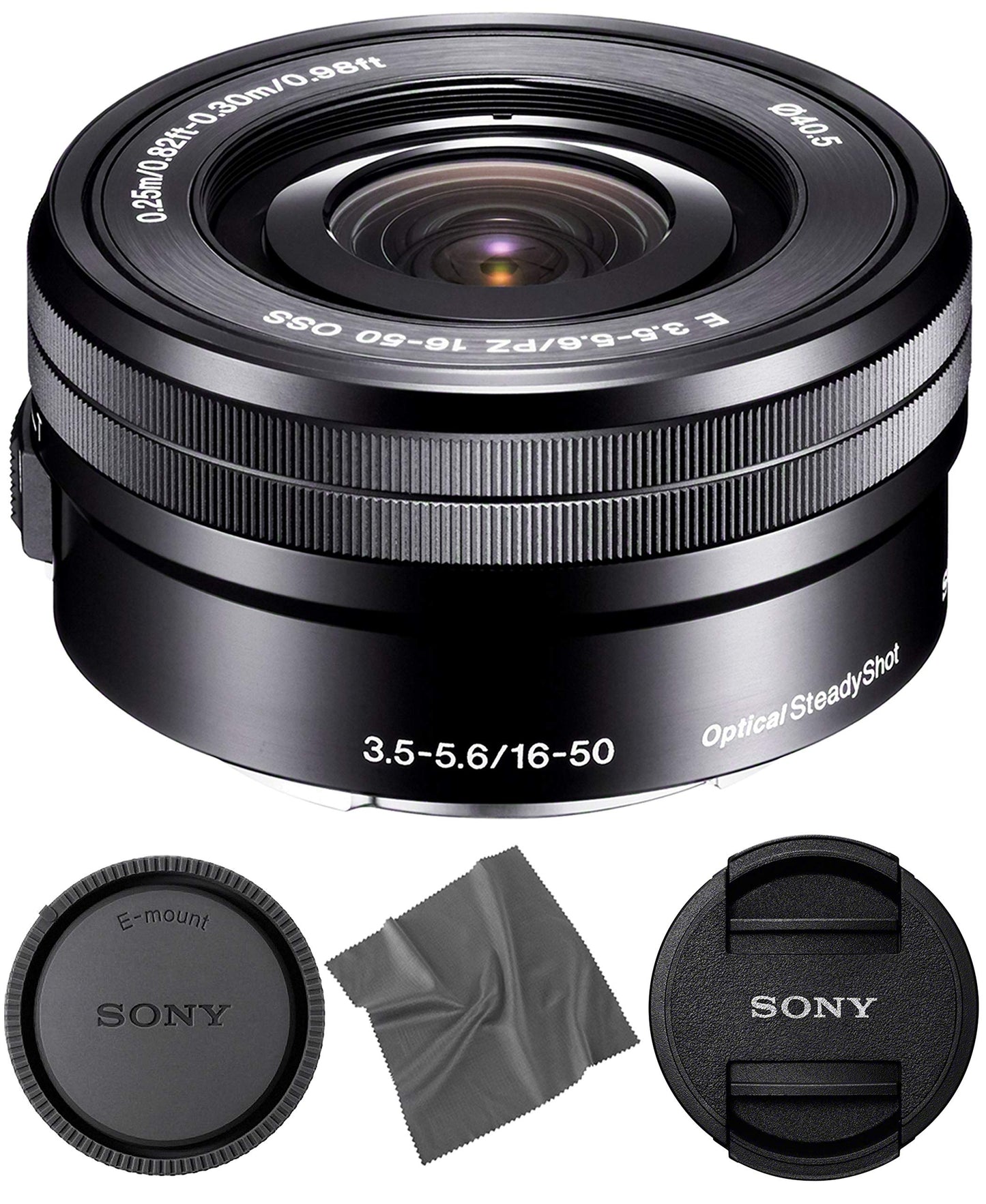 Sony SELP1650 16-50mm OSS Lens: Sony E PZ 16-50mm f/3.5-5.6 OSS Lens (Black) + Pro Starter Bundle Kit Combo - International Version (1 Year Warranty)