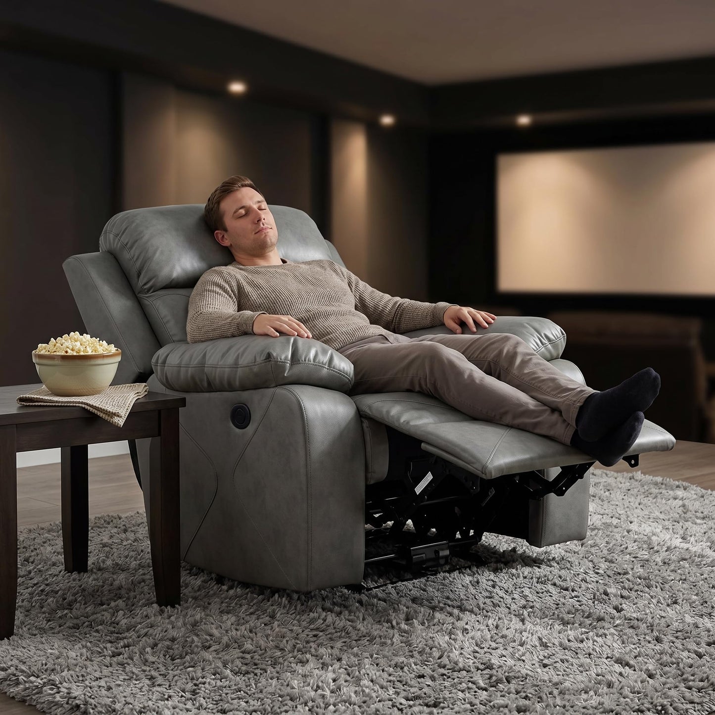 Trygoal Manual Recliner Chair, Nursery Chair, Lazy Boy Recliner Chair for Adults, Gaming Recliner with Overstuffed Arms, Suitable for Home Theater, Living Room, Bedroom, Gray