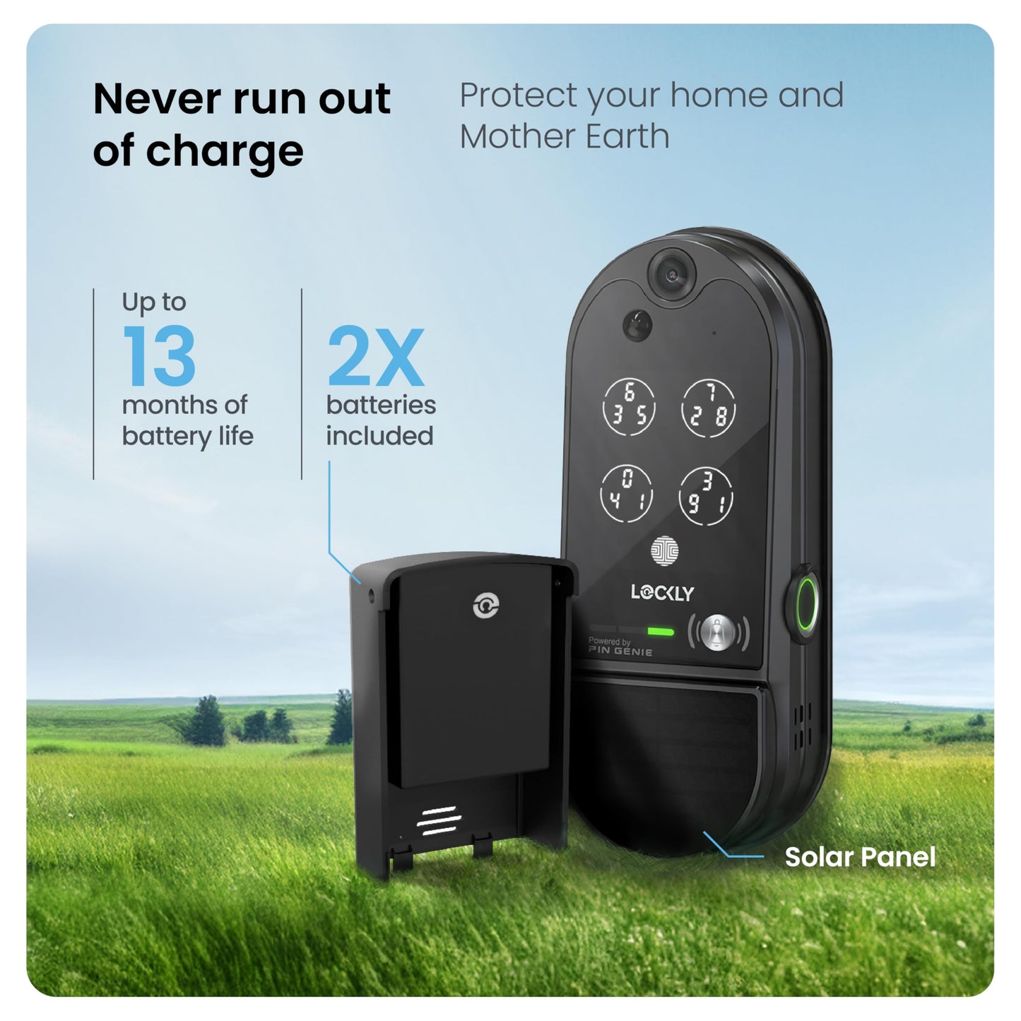 Lockly Vision Elite Video Smart Lock with Camera, Smart Wi-Fi Deadbolt for Front Door, PIN Genie® Keypad, Fingerprint Door Lock, Motion Sensor, App Remote Control, 2-Way Audio Doorbell, No Monthly Fee
