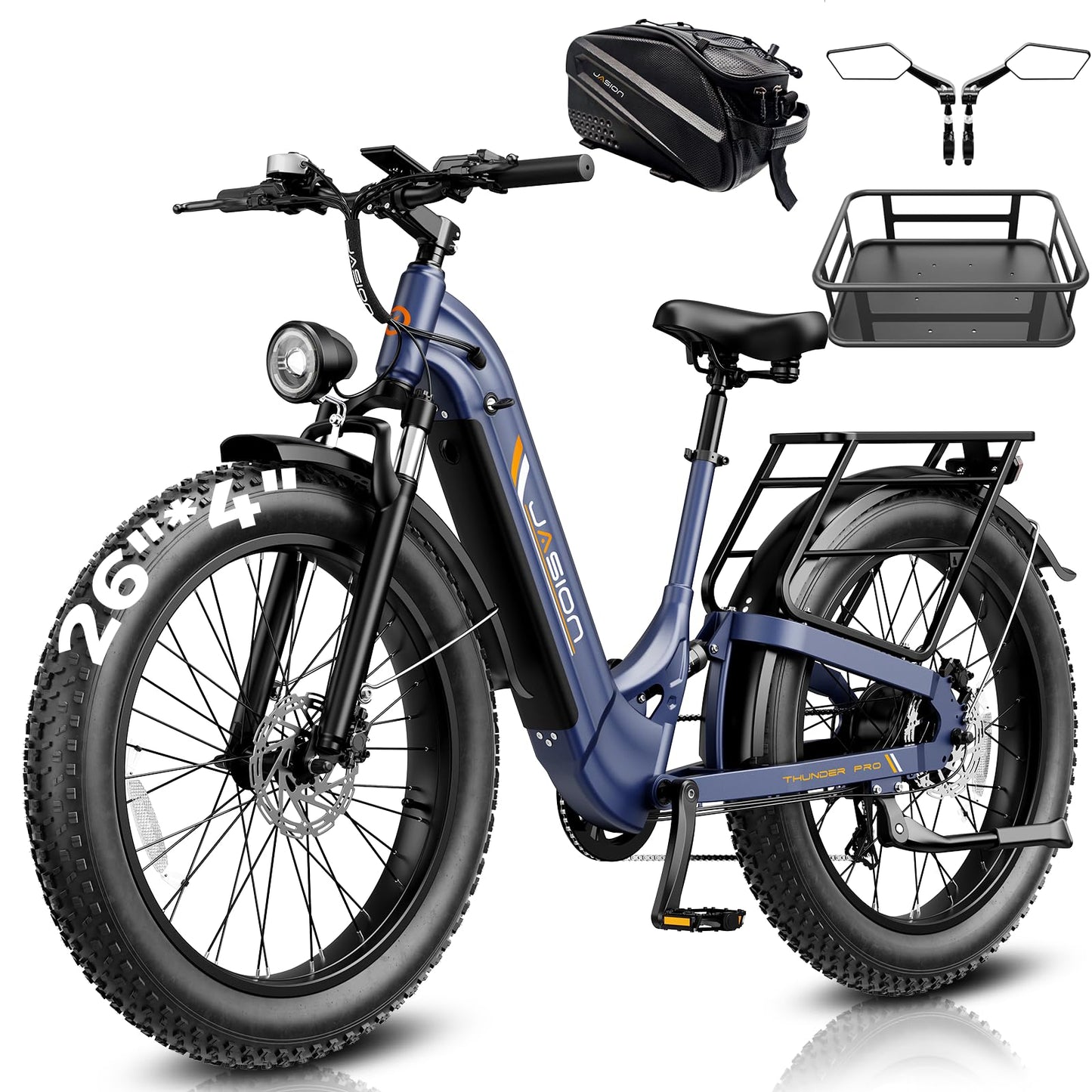 Jasion Thunder Pro ST Electric Bike,2000W Peak Ebikes for Adults,26''Fat Tire Best Ebike for Men,90 Miles with 1040Wh Removable Battery,35+MPH Max Speed Bicycles,500LB Capacity