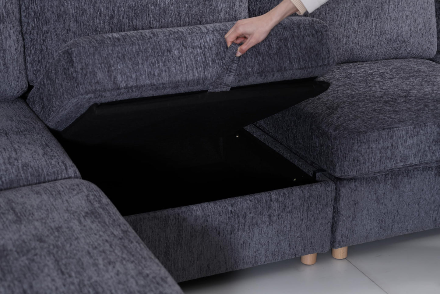 Eafurn 132" Oversized Modular Sectional Sofa with Storage, 6 Seater Convertible U Shaped Couch with Movable Ottomans, Deep Seat Sofa & Couch for Living Room, Wood Frame,Chenille