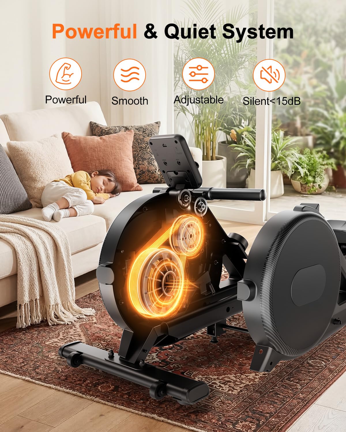 Superun Upgraded Rowing Machines for Home, Magnetic Rowing Machine with 32 Levels, Rower Machine of Quiet Resistance & 300LBS Weight Capacity, Row Machine with LED Monitor, App Supported, Dark Black