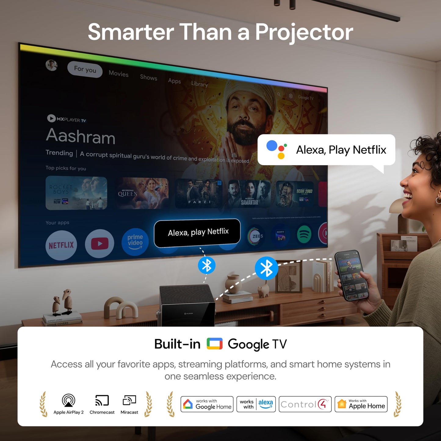 Portable Outdoor Cinema Solution:AWOL Valerion Max 4K Laser Projector with 150" Outdoor Projector Screen and Stand
