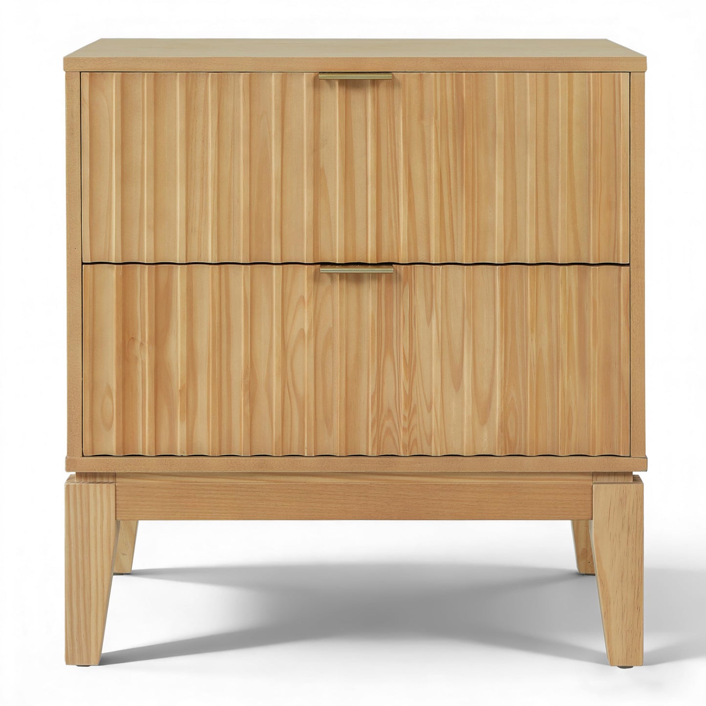 Christopher Knight Home Lane Modern Nightstand with Two Drawers, Wooden Small Night Stand with Fluted Design, Boho Bedside Table/End Table, Multipurpose Space-Saving Storage Cabinet, Natural