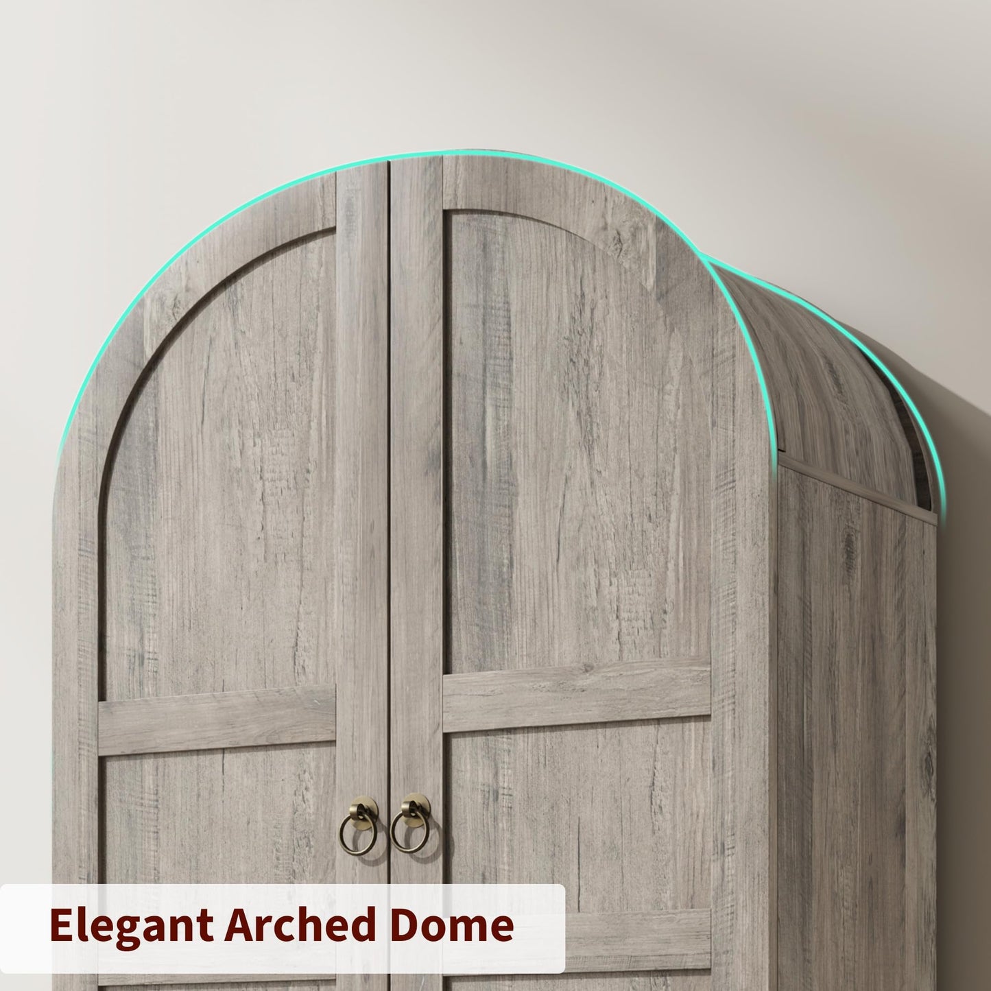 GAOMON 72" Arched Kitchen Pantry Cabinet, Wooden Freestanding Storage Cupboard with Doors, Drawers & Adjustable Shelves, Versatile Farmhouse Pantry for Dining and Living Room, Rustic Gray