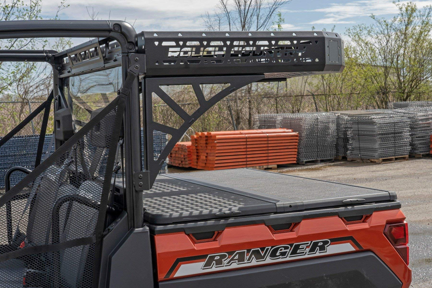 Rough Country Rear Cargo Rack for Polaris Ranger 1000 & XP 1000 - Heavy-Duty Steel with Tie-Down Mesh Panels, Easy Bolt-On Install