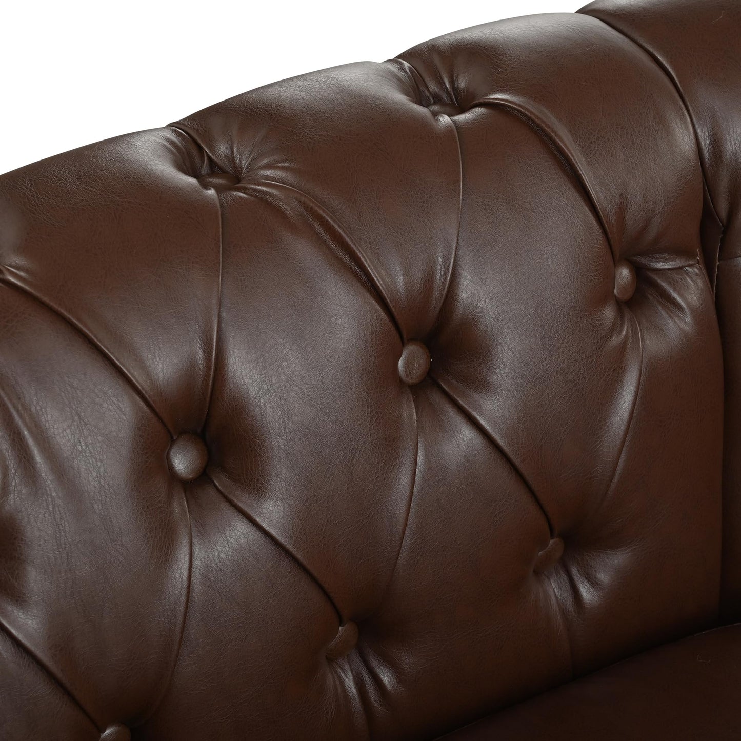 Eafurn Symmetrical L-Shaped Chesterfield Sectional Sofa, Tufted Faux Leather Sofa with Thickness Cushions, Rolled Arms & Nailhead Trim, 5-Seat Corner Couch for Living Room, Apartment or Office