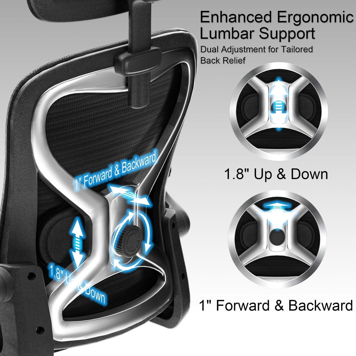 Home Office Desk Chairs, Ergonomic Office Chair with Lumbar Support & 3D Headrest, Computer Desk Chair with Flip-up Armrests, Perfect for Office or Study, Black/Silver