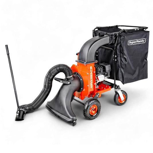 SuperHandy Leaf Vacuum & Wood Chipper 7HP 209cc Gas Engine, 10:1 Mulch Ratio, 6-Bushel Collection Bag, 13.4" Impeller, Walk-Behind Vacuum Mulcher with Castor Wheels for Lawn & Yard Cleanup
