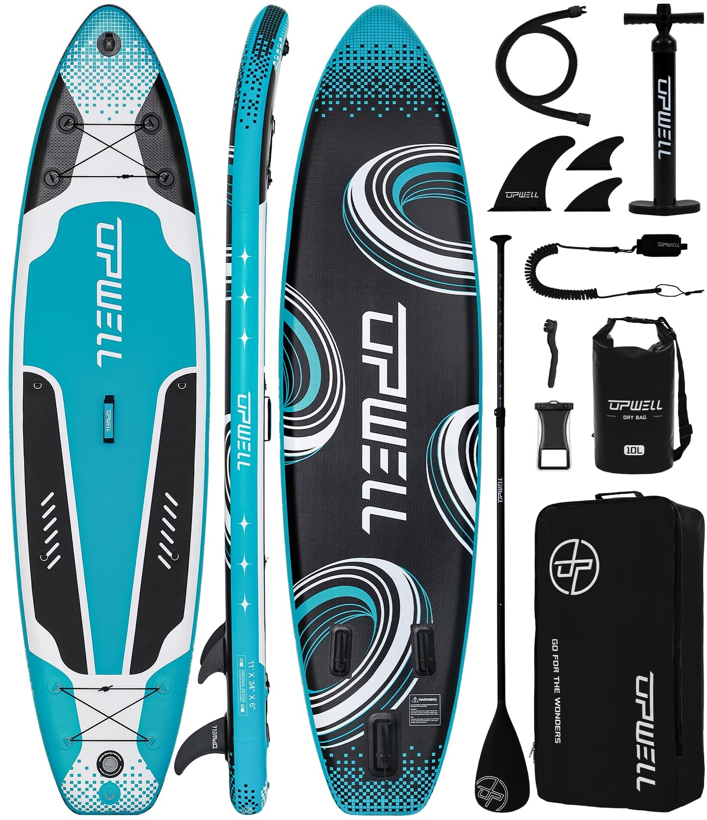 UPWELL Inflatable Stand Up Paddle Board Premium SUP Modular Paddle Boards for Adults, 11' Blow up Paddle Boards 6” Thick, Cyclone