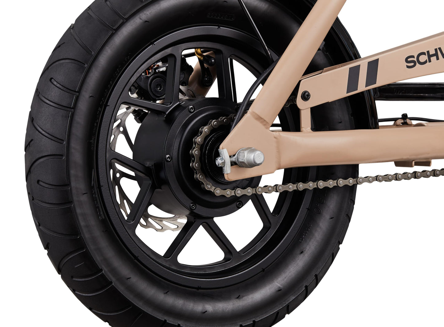 Schwinn Hurricane Compact Electric Bike, 30 Mile Range, 400W Peak Motor, Mechanical Disc Brakes, Ages 13+, 14" Wheels, Tan