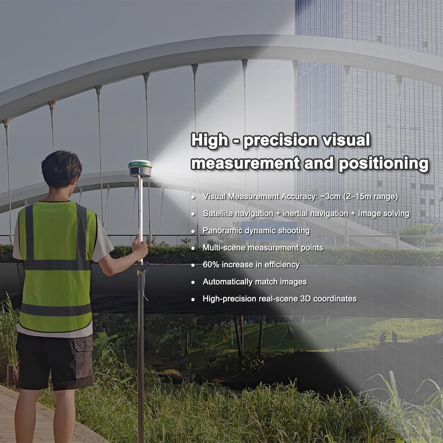 SMA60AR Photogrammetry Rover & SMA20 Pro Base, RTK PPK GNSS Survey Equipment, AR Visual Stakeout, Dual Cameras, OLED Display, 60° IMU, 4G BT, UHF Up to 18 km for Drone Topographic GIS