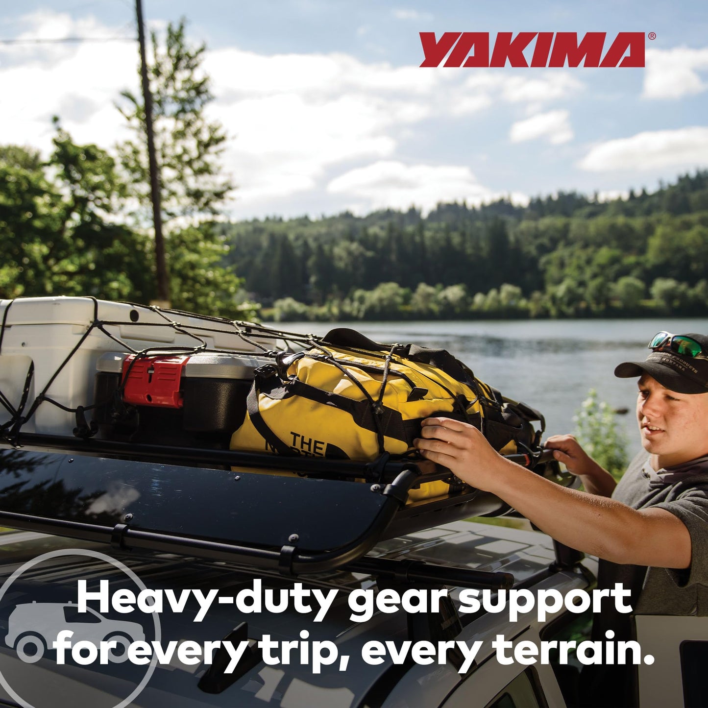 Yakima OffGrid Large Premium Cargo Basket Roof Rack with Quick Release Mounting System and Removable Fairing and Accessory Bars, Black