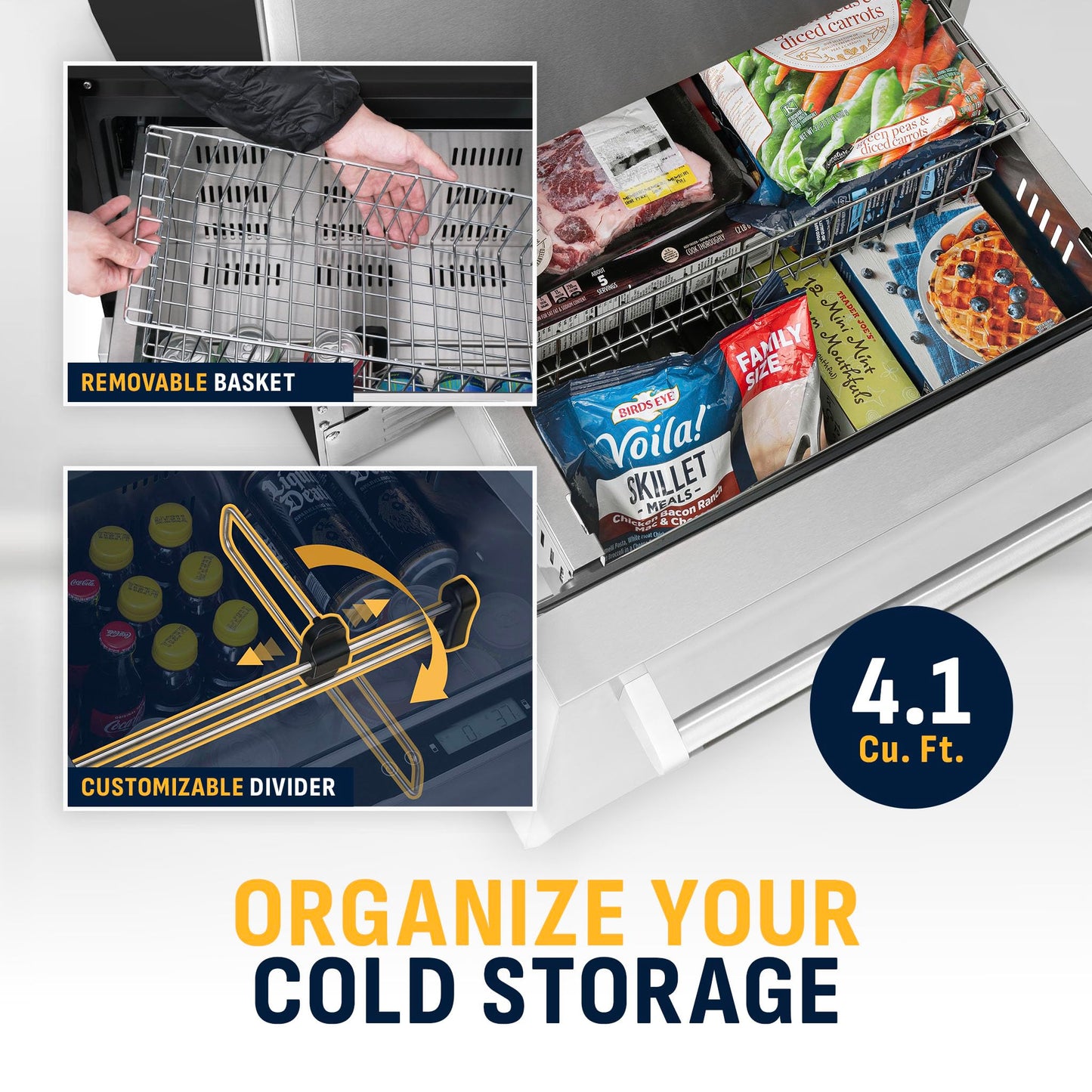 NewAir 24” Dual Zone Outdoor Beverage Fridge and Freezer | Freestanding or Built-In Under counter Refrigerator for Outside Patio | Dual Drawers that Refrigerate and Freeze | Stainless Steel