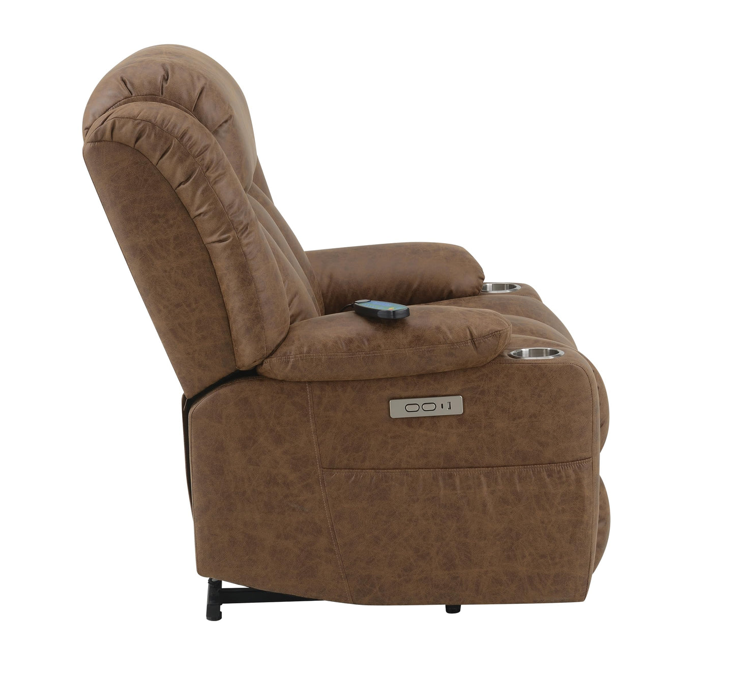 Acme Omarion Faux Leather Power Recliner with Lift/Heating and Massage in Brown