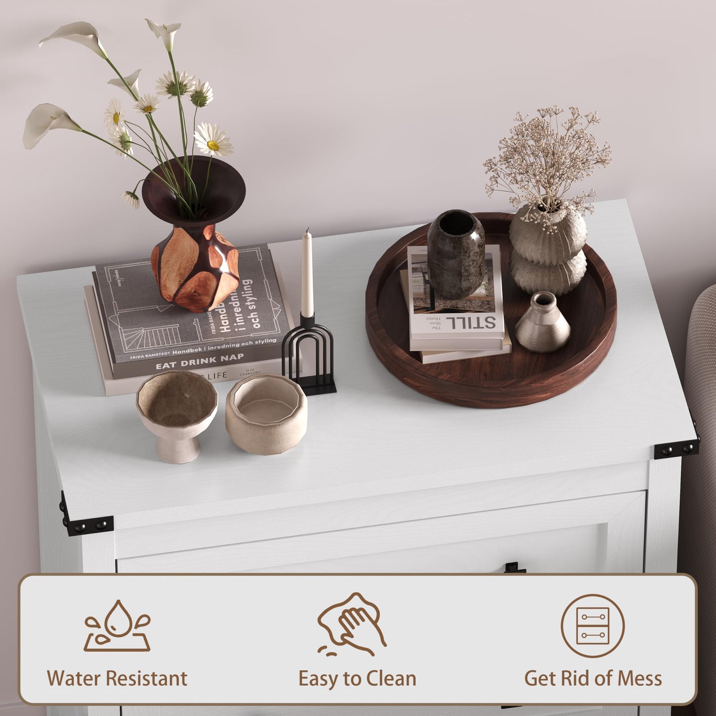 BORNOON 3-Drawer Night Stand Set of 2, Modern Bedside Table Dresser with Metal Handles, Sturdy Wooden End Side Table Storage Cabinet with Anti-Tipping Design for Bedroom